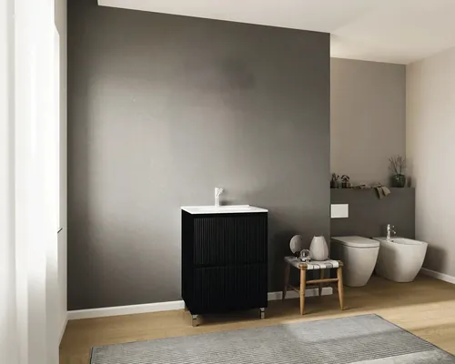 Set mobilier baie suspendat Savini Creta 60 cm MDF negru buc