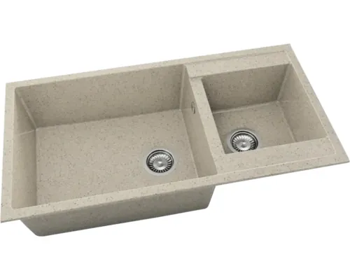 Chiuvetă bucătărie granixit 2 cuve FAT Avangard 235 49x95 cm fără picurător Sandstone reversibilă buc