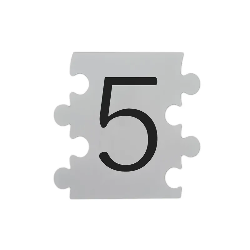 Placa numar modular 5, aluminiu compozit, alb, 14.5 x 14 cm