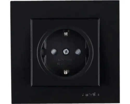 Priză simplă cu împământare Arvia Electric Karen, capac de protecție, protecție copii, negru buc