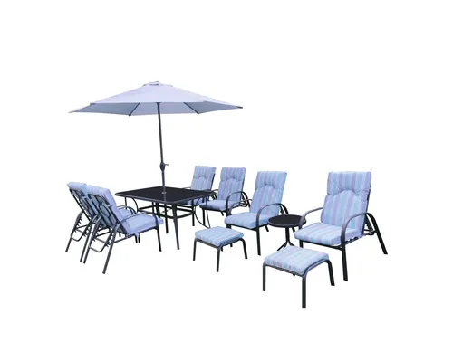 Set mobilier grădină/terasă Carter 8 locuri 10 piese albastru buc