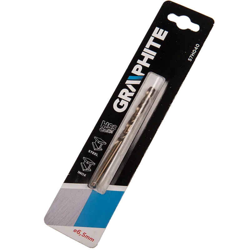 Burghiu Graphite HSS- Co, mandrina standard, pentru metal, 6,5 mm