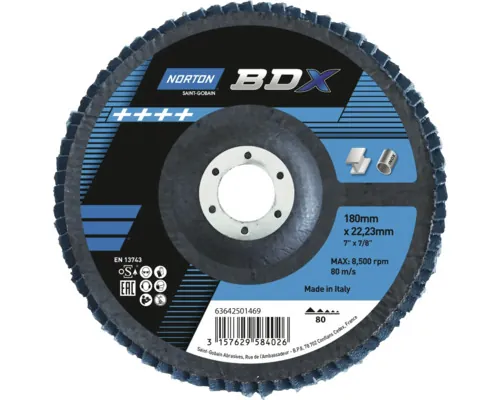 Disc lamelar pentru șlefuit Norton BDX Ø180x22,23mm, granulație 80 buc