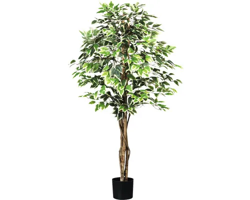Plantă artificială Ficus benjamina în ghiveci H 150 cm verde/ alb buc