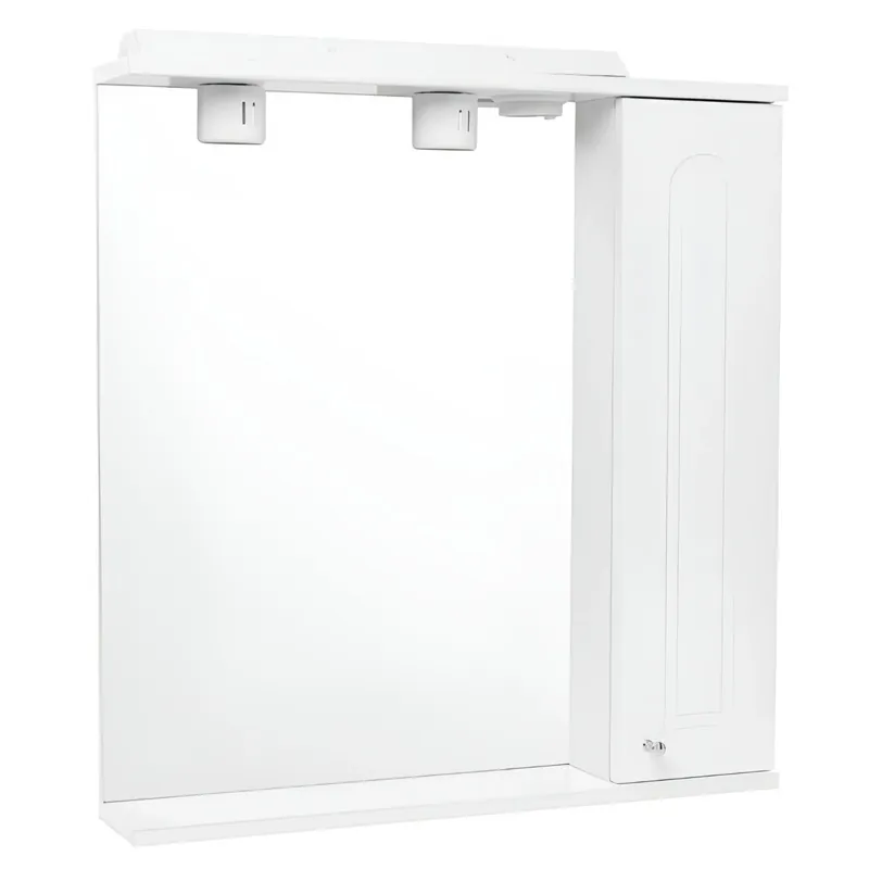 Dulap baie cu oglinda, iluminare si polita, 1 usa, dreapta, Martplast 630 / 680, alb, 63 x 16.5 x 68 cm buc