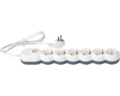Prelungitor electric 6 prize 2m 3680W alb, cu întrerupător buc