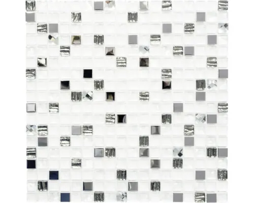 Mozaic sticlă-metal XCM M770 alb 30x30 cm buc