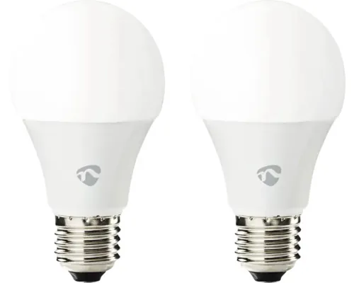 Set 2 becuri LED RGB Nedis E27 9W 806 lumeni, glob mat A60, conexiune WiFi buc