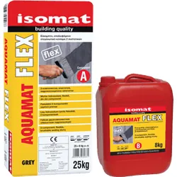 Mortar hidroizolant flexibil bicomponent aquamat flex grey-(1sac=25kg+1bid=8kg) 33kg Isomat sac