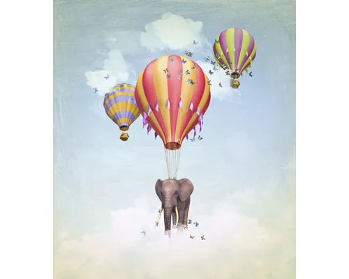 Fototapet vlies Special Decoration Elefant în zbor cu balonul 243x280 cm buc