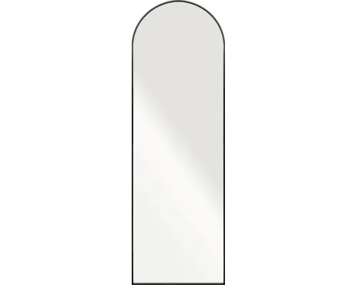Oglindă semiovală cu suport și ramă din aluminiu neagră 50x160 cm buc