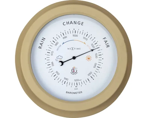 Barometru metalic NeXtime Poppy maro-bej Ø 22 cm buc