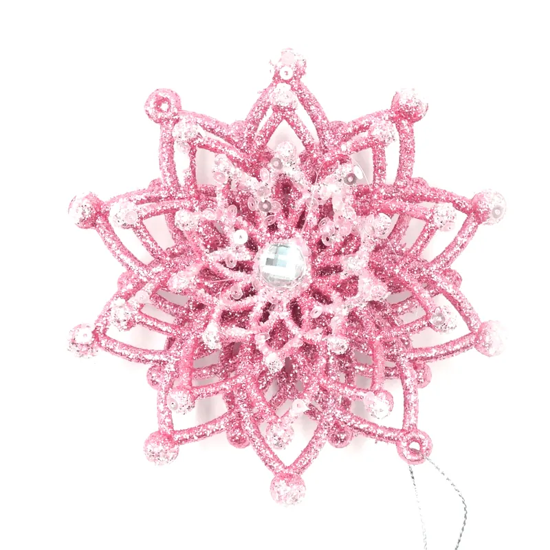 Decoratiune de Craciun, stea cu decor glitter, plastic, 10 cm