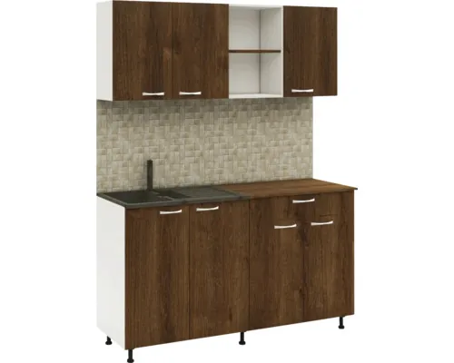Mobilă de bucătărie Roma, L 160 cm, decor stejar bronz/alb buc