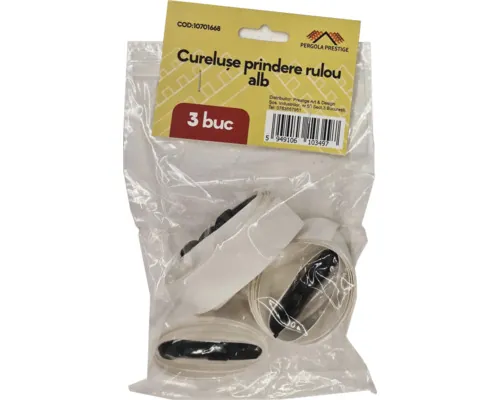 Pachet 3 curelușe prindere rulou alb pac