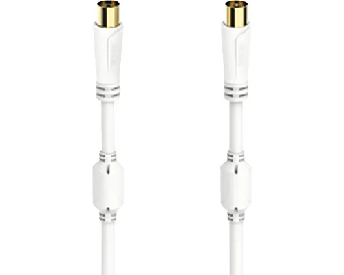 Prelungitor cablu coaxial Hama 5m 100dB alb, incl. mufe TV aurite (mamă/tată) buc