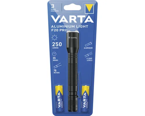Lanternă LED Varta Aluminium Light F20 Pro 250 lumeni max.70m, baterii incluse buc