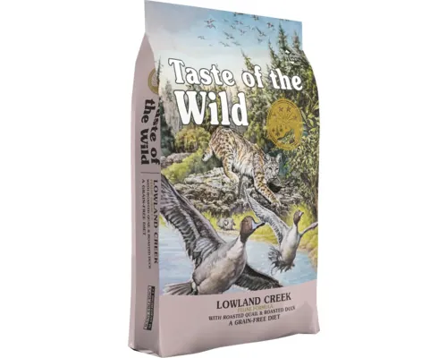 Hrană uscată pentru pisici Taste of the Wild Lowland Creek cu prepeliță și rață fără cereale, gluten și lactoză 2 kg buc