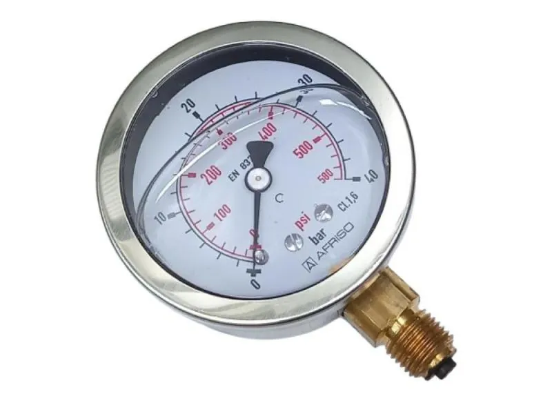 Manometru radial cu glicerina, Afriso, 0-40 bar, diametru 63 mm, racord 1/4", clasa 1.6