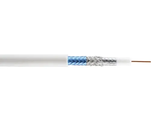 Cablu TV coaxial RG6/U 1,02mm² 85dB alb, ecranare triplă m