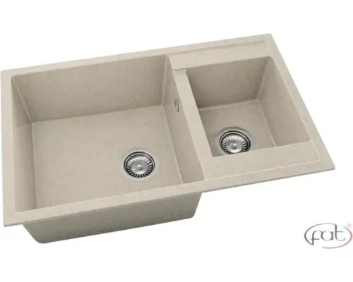 Chiuvetă bucătărie granixit 2 cuve FAT Avangard 233 49x80 cm fără picurător Carnation reversibilă buc