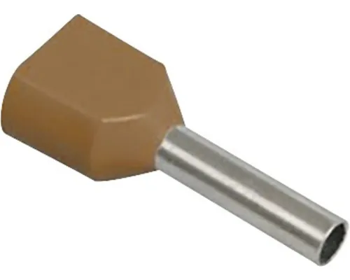 Pini terminali izolați Starke 2x10 mm², 50 bucăți, pentru conductor lițat, culoare maro pac