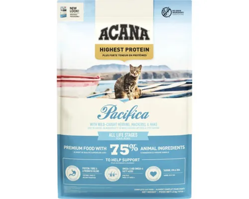Hrană uscată pentru pisici ACANA Pacifica cu hering, macrou, merluciu și păstrăv fără cereale 4,5 kg buc