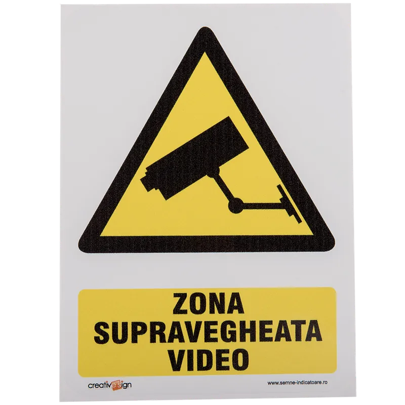 Semn Zona supravegheata video, 15 x 20 cm