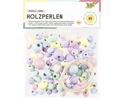 Set creativ mărgele rotunde din lemn, culori pastelate, 85 piese pac