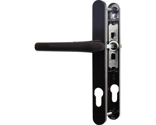 Mânere ușă cu șild PM-Technic Filiz 85/240 mm maro închis, pentru tâmplărie PVC buc