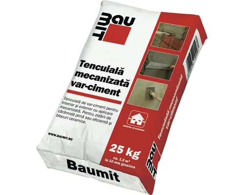 Tencuială Baumit mecanizată var-ciment 25 kg sac