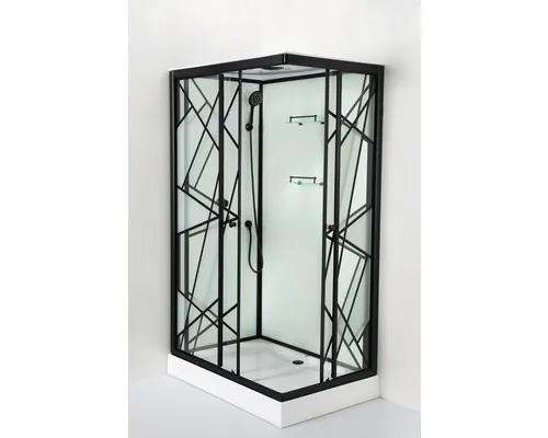Cabină de duș cu hidromasaj Sanotechnik Deco Black 2, 80x120x215 cm, profile negre buc