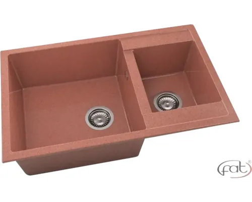 Chiuvetă bucătărie granixit 2 cuve FAT Avangard 234 49x90 cm fără picurător Dark Salmon reversibilă buc
