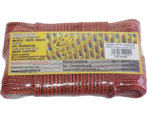 Cordelină polipropilenă țesută Ø4mm x 20m roșu buc