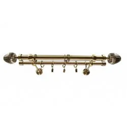 Galerie metalica dubla auriu antic ghinda cu accesorii 19mm/300 cm Sn Deco