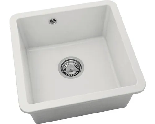 Chiuvetă bucătărie fatgranit 1 cuvă FAT Avangard 222 46x46 cm fără picurător Pure White buc