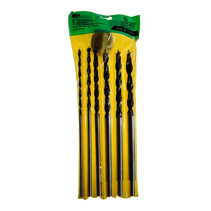 Set 6 burghie lungi Top Tools 60H816, mandrina standard, pentru lemn, 6-14 mm 6buc