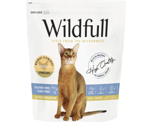 Hrană uscată pentru pisici ultra-premium Wildfull Sterilized Ligh cu pui 1,5 kg buc