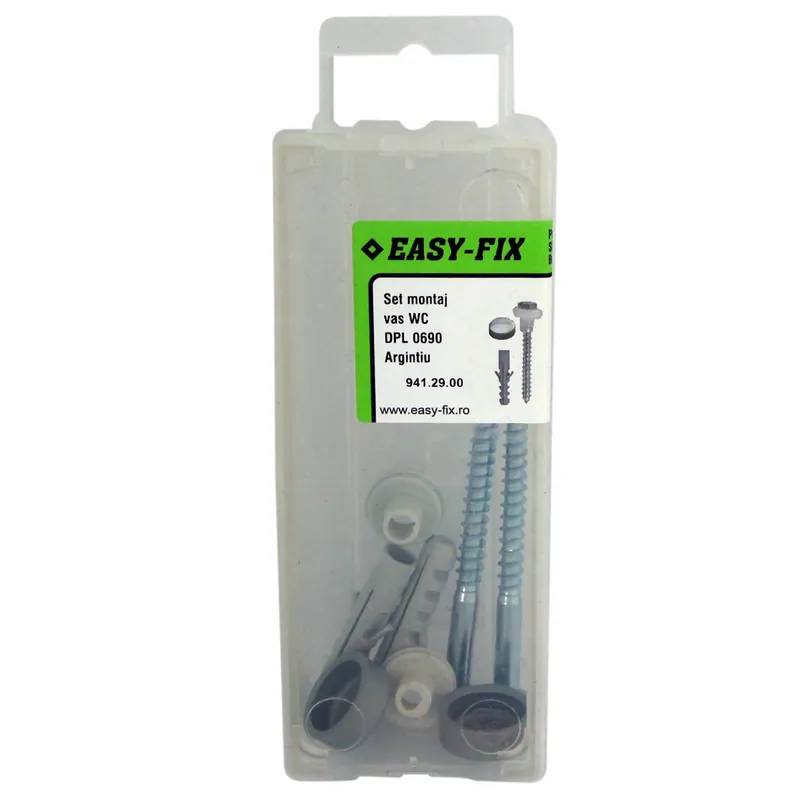 Set montaj vas WC, Easy-Fix DPL0690, argintiu punga