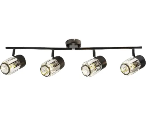 Șină spoturi Rabalux Venaro E14 max. 4x15W, negru/sticlă buc