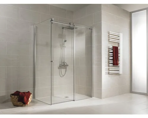 Cabină de duș rectangulară Schulte MasterClass, 120x90x200 cm, ușă glisantă, perete lateral stânga, sticlă securizată transparentă, profil cromat buc