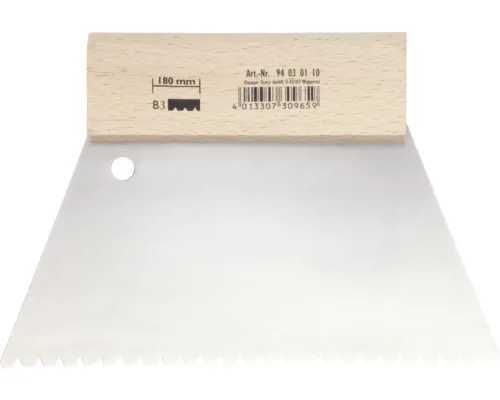 Șpaclu zimțat din oțel B3 180 mm buc