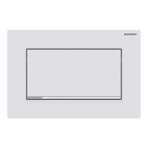 Clapeta de actionare, Geberit, Sigma 30, zinc, alb mat, crom lucios, 246x164x12mm