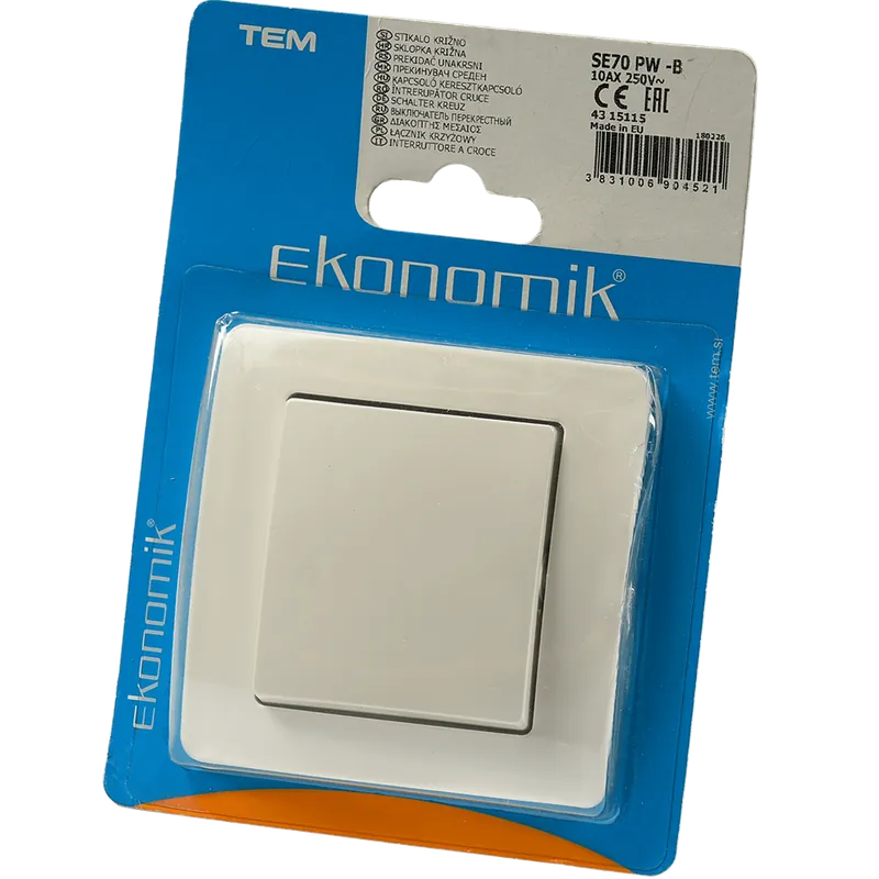 Intrerupator cruce TEM Ekonomik, alb, 10 A