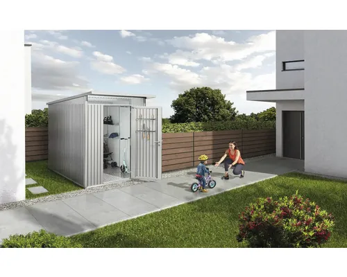 Magazie grădină Biohort AvantGarde A3 ușă standard 180x300 cm argintiu metalizat buc