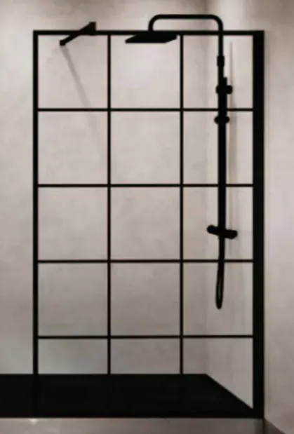Perete dus walkin, Novellini, Kuadra H Loft, sticla securizata 8mm, sablata, profil negru, 77/80x200 cm