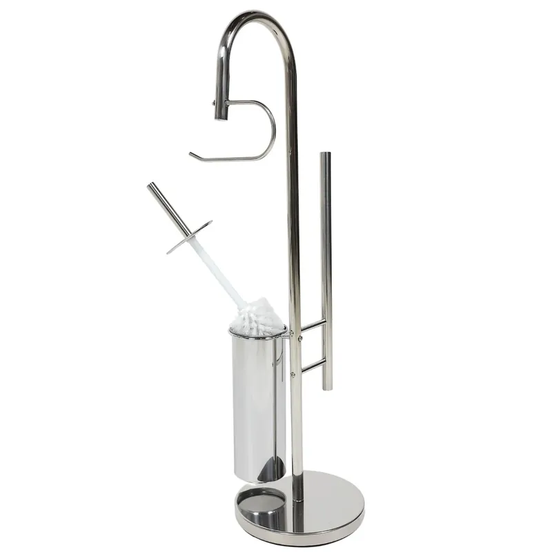 Perie WC cu suport pentru hartie igienica, Kadda BSP-1123, inox, 22 x 79 cm buc