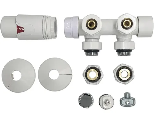 Set robineți colțar termostatați pentru radiatore tip H ROTHEIGNER 1/2" alb buc
