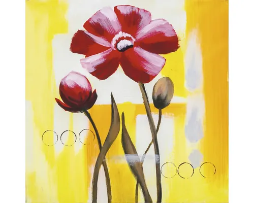 Tablou pictat manual Crizanteme roșii 40x40 cm buc