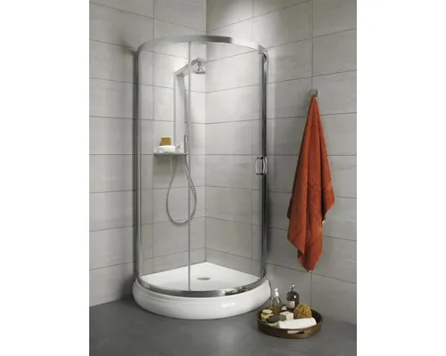 Cabină de duș semirotundă Radaway Premium Plus B, 90x90x190 cm, sticlă securizată Fabric, profil crom buc
